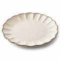 Assiette plate 28 cm en céramique blanc crème - bord festonné pour service de table