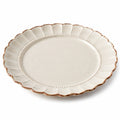 Assiette plate en céramique 30 cm beige à bord festonné pour table