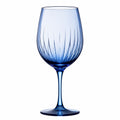 Verre à vin 450 ml en verre bleu à pied strié 23 cm