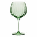 Verre à vin sur pied 500 ml vert en verre strié