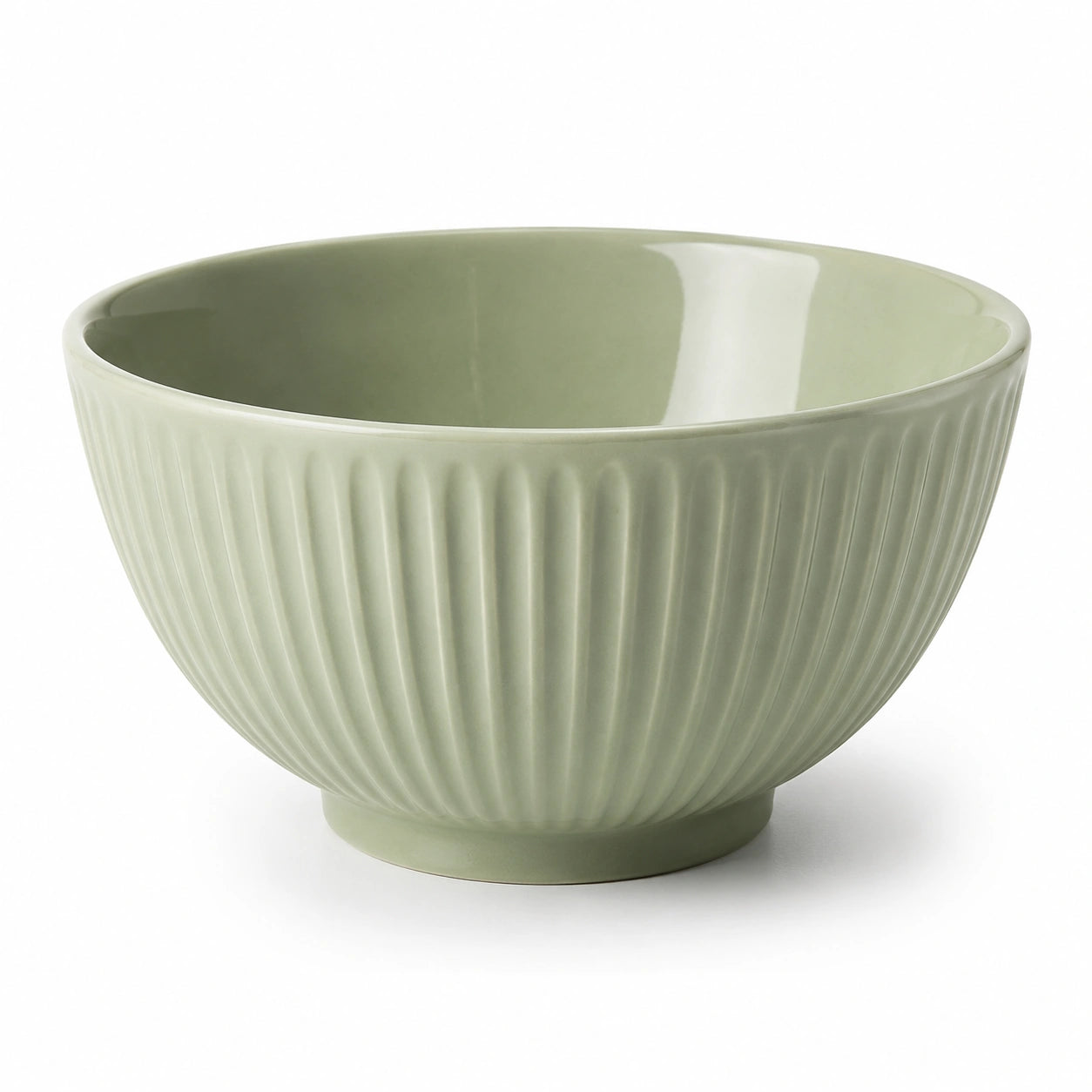 Bol en céramique 16 cm vert sauge strié pour service de table