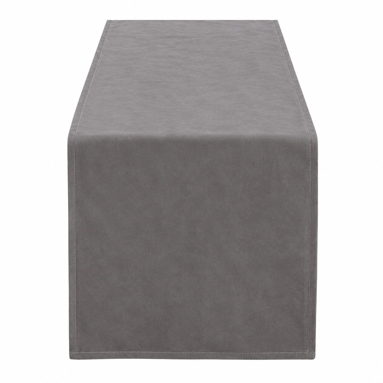 Chemin de table 180 x 40 cm en tissu gris style uni décoratif