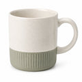 Mug en grès 400 ml blanc et vert nervuré avec anse