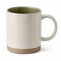 Tasse 350 ml en céramique beige et vert olive - style moucheté avec anse