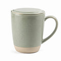Mug en céramique 400 ml 12 cm vert avec couvercle - style minimaliste