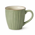 Tasse 400 ml en céramique vert ivoire pour boissons chaudes style strié