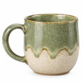 Mug 350 ml en céramique vert et beige à poignée style rustique